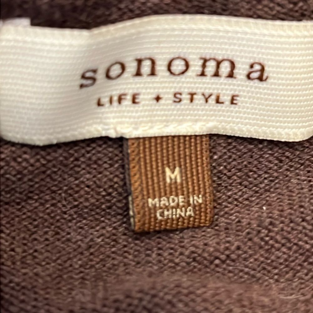 Sonoma Brown 100% Cotton Button-Down Cardigan | Size Medium - Picture 6 of 7